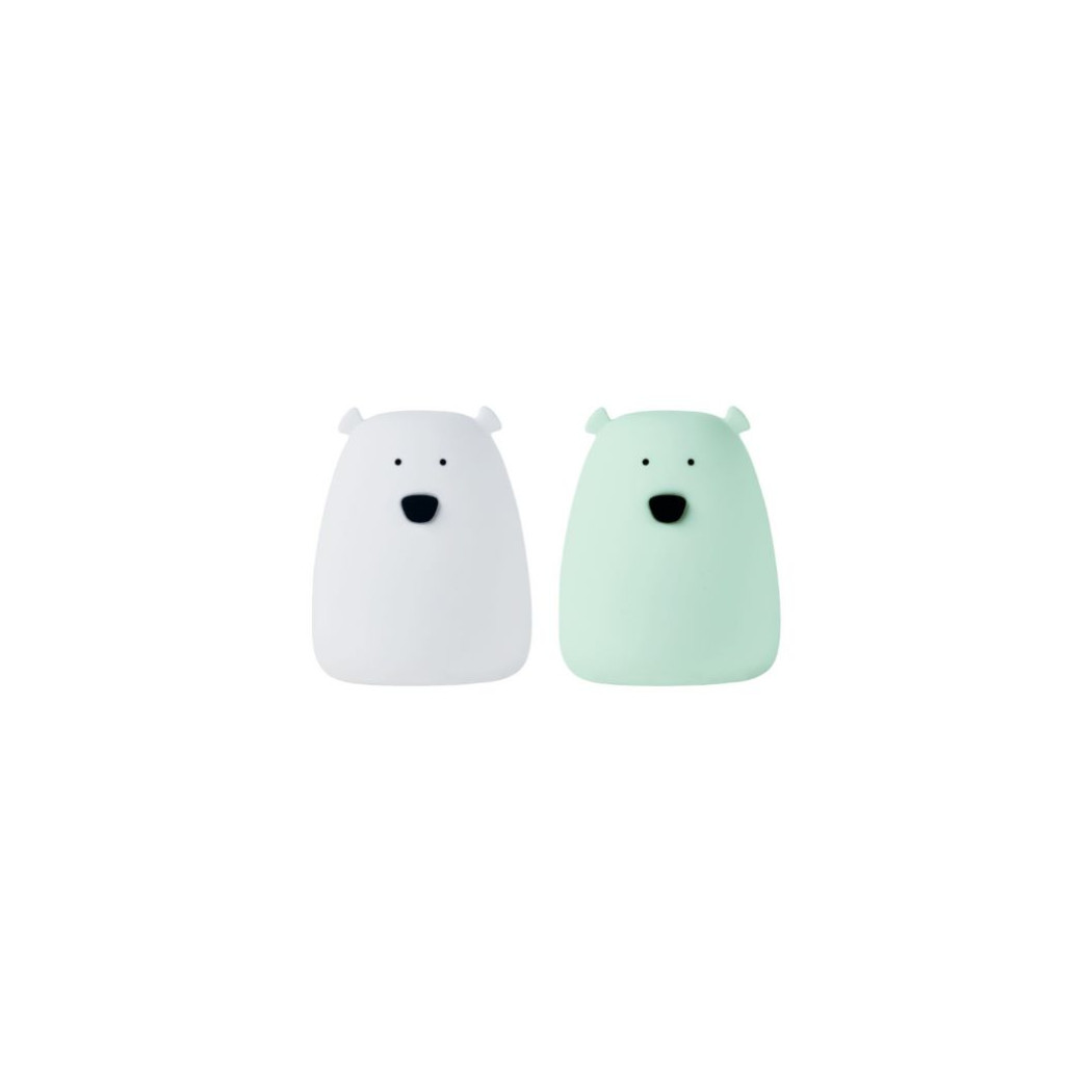 Arktyczna Zieleń i Biel - Miś Lampka Silikonowa 10 cm - Rabbit & Friends
