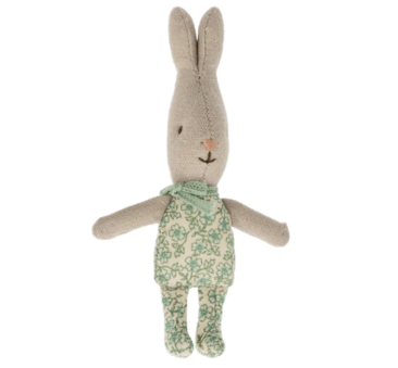 WYPRZEDAŻ Króliczek w Zielonym Ubranku w Kwiatki 11 cm - Bunny - Green - Maileg