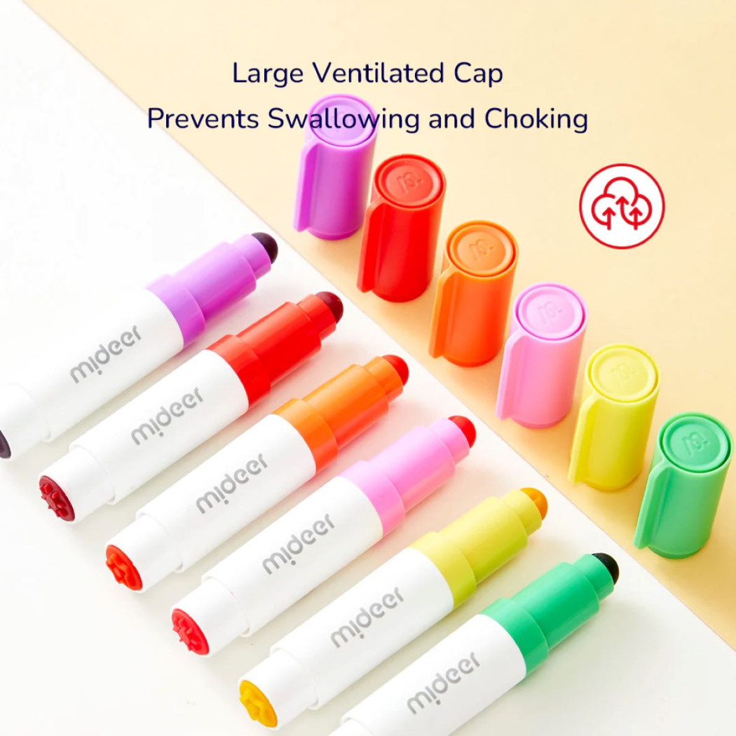 Marker Zmywalny 6 Kolorów - Okrągła Końcówka - Mideer