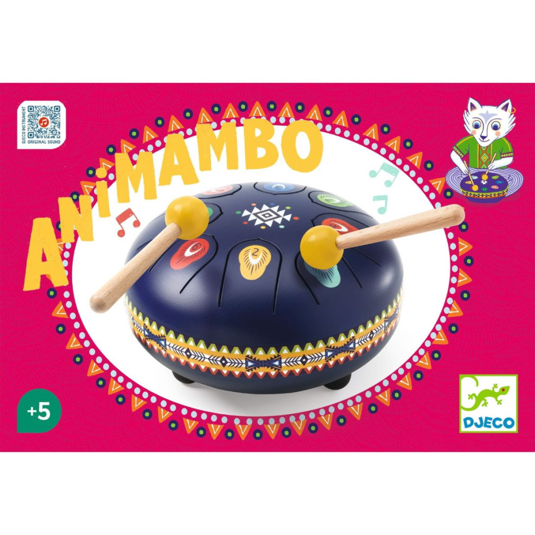 Bębenek Językowy - Stalowy 16 cm - Indiańskie Wzory Animambo Djeco