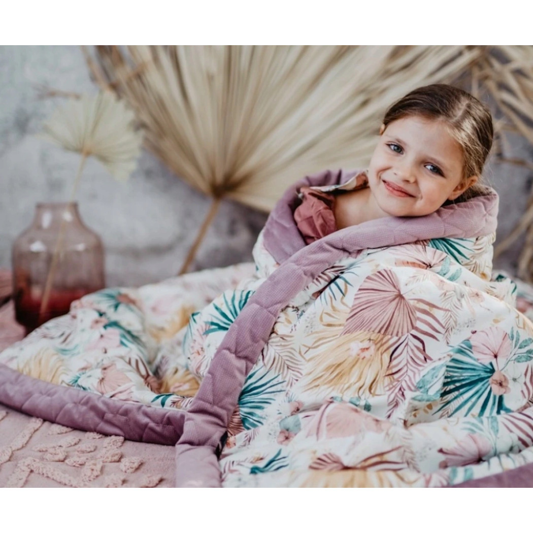 Ciepły Koc Velvet M - 80x100 cm - Boho Palms Light - La Millou