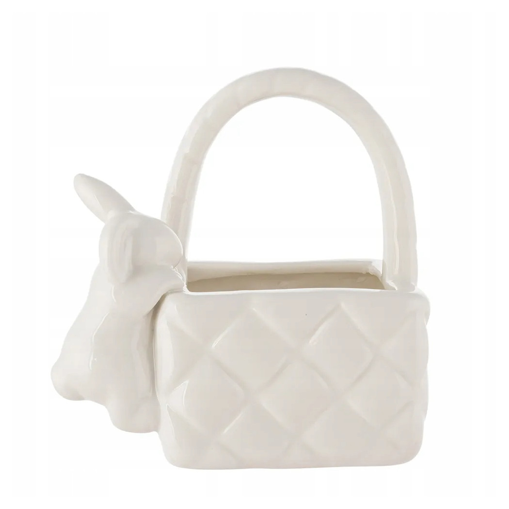 Koszyczek Dekoracyjny z Zajączkiem - Ceramiczny - Altom Design