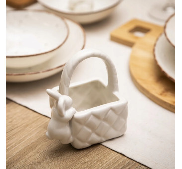 Koszyczek Dekoracyjny z Zajączkiem - Ceramiczny - Altom Design