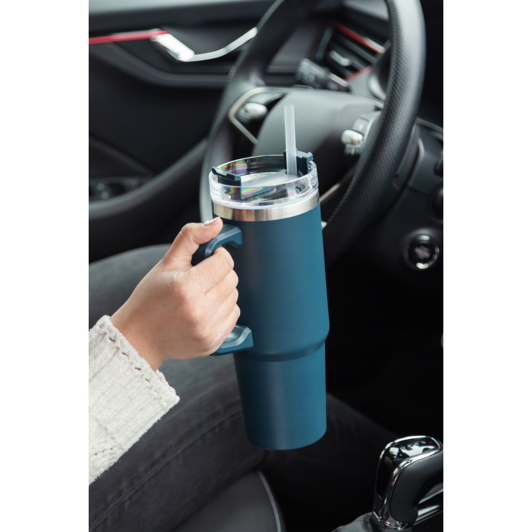 Granatowy Kubek Nierdzewny - Termiczny do Samochodu z Uchwytem - 880 ml - Altom Design