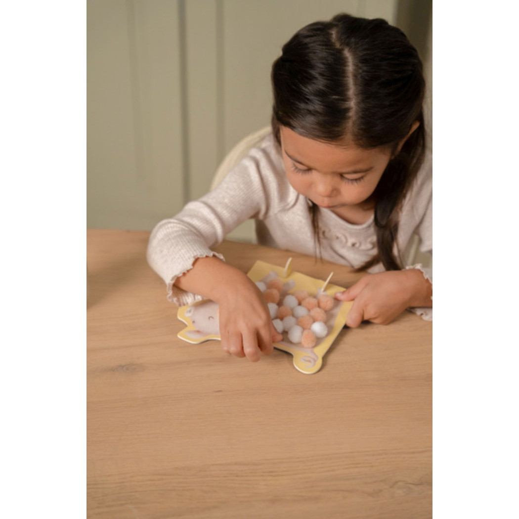 Karty z Pomponami Little Farm - Cztery Plansze w Kształcie Zwierząt - Little Dutch