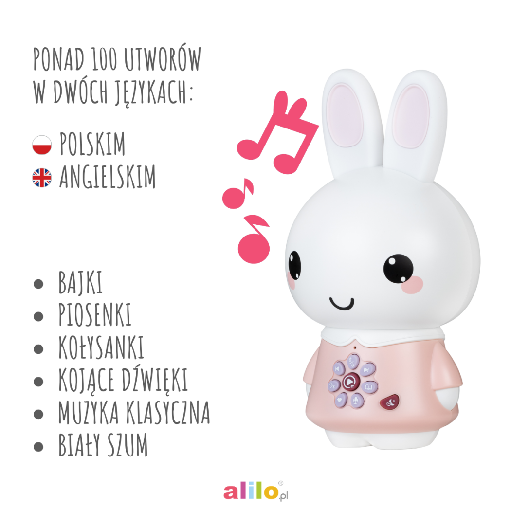 Króliczek Honey Bunny Pro - Pudrowy Róż - Zabawka Edukacyjna - Alilo