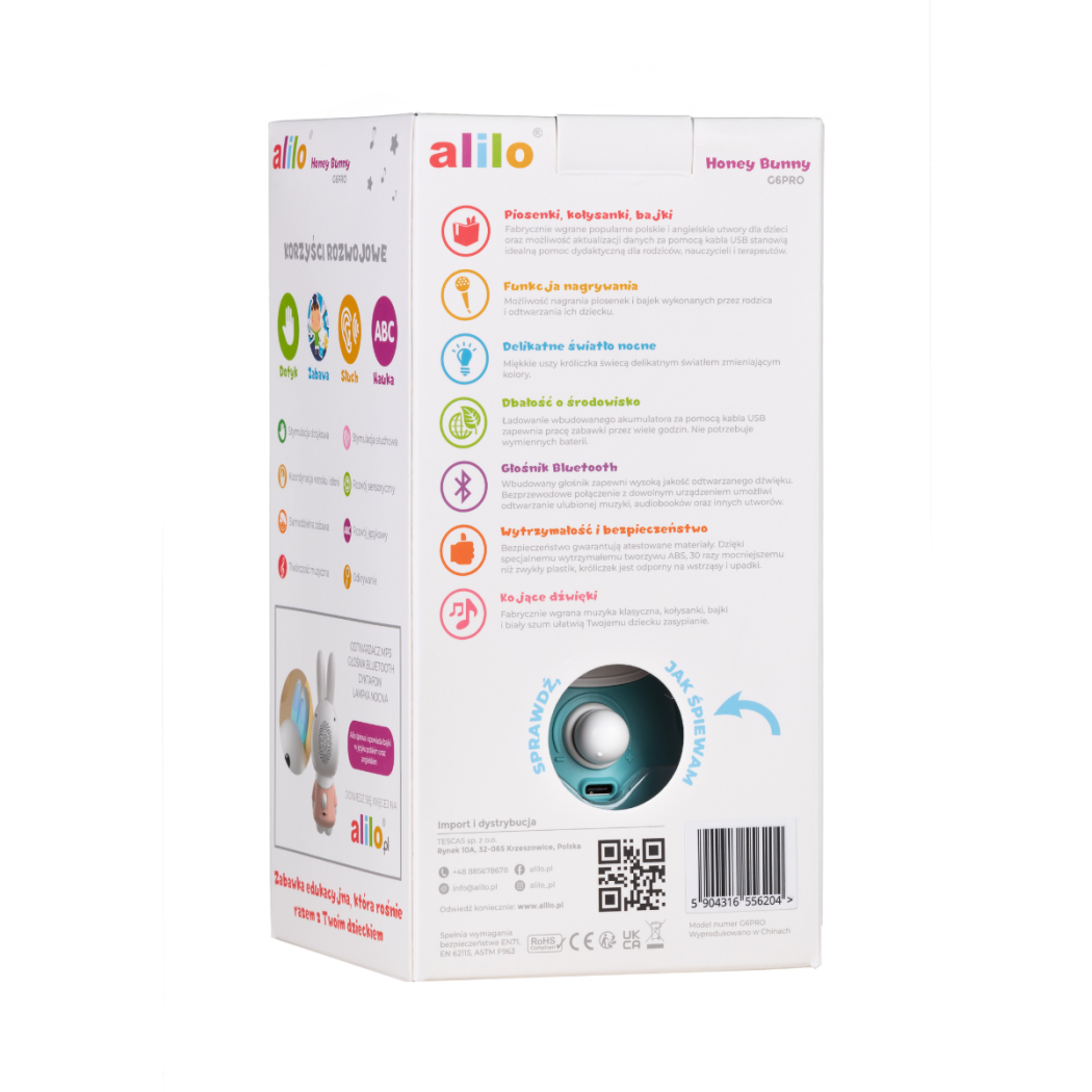 Króliczek Honey Bunny Pro - Pudrowy Róż - Zabawka Edukacyjna - Alilo