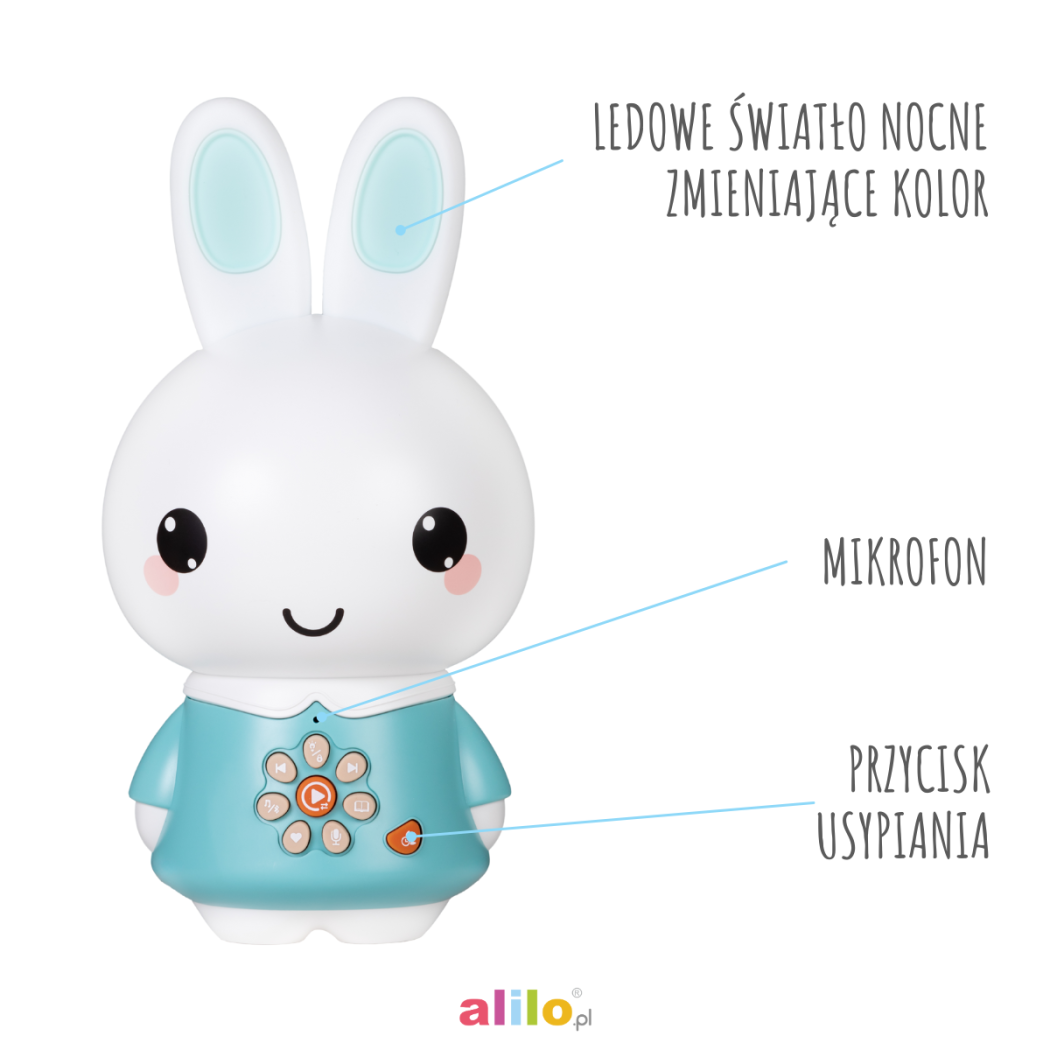 Króliczek Honey Bunny Pro - Turkusowy - Zabawka Edukacyjna - Alilo