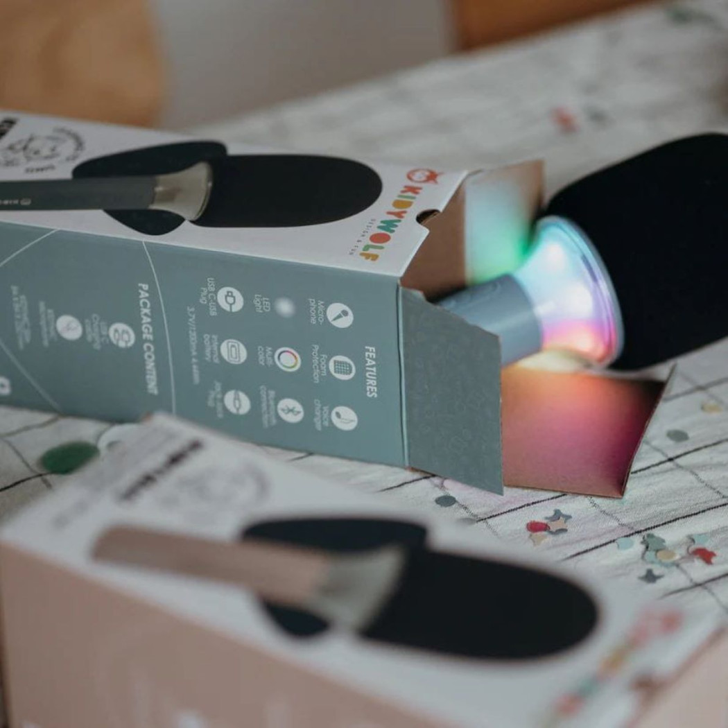 Świecący Mikrofon Karaoke - Niebieski - KIDYWOLF