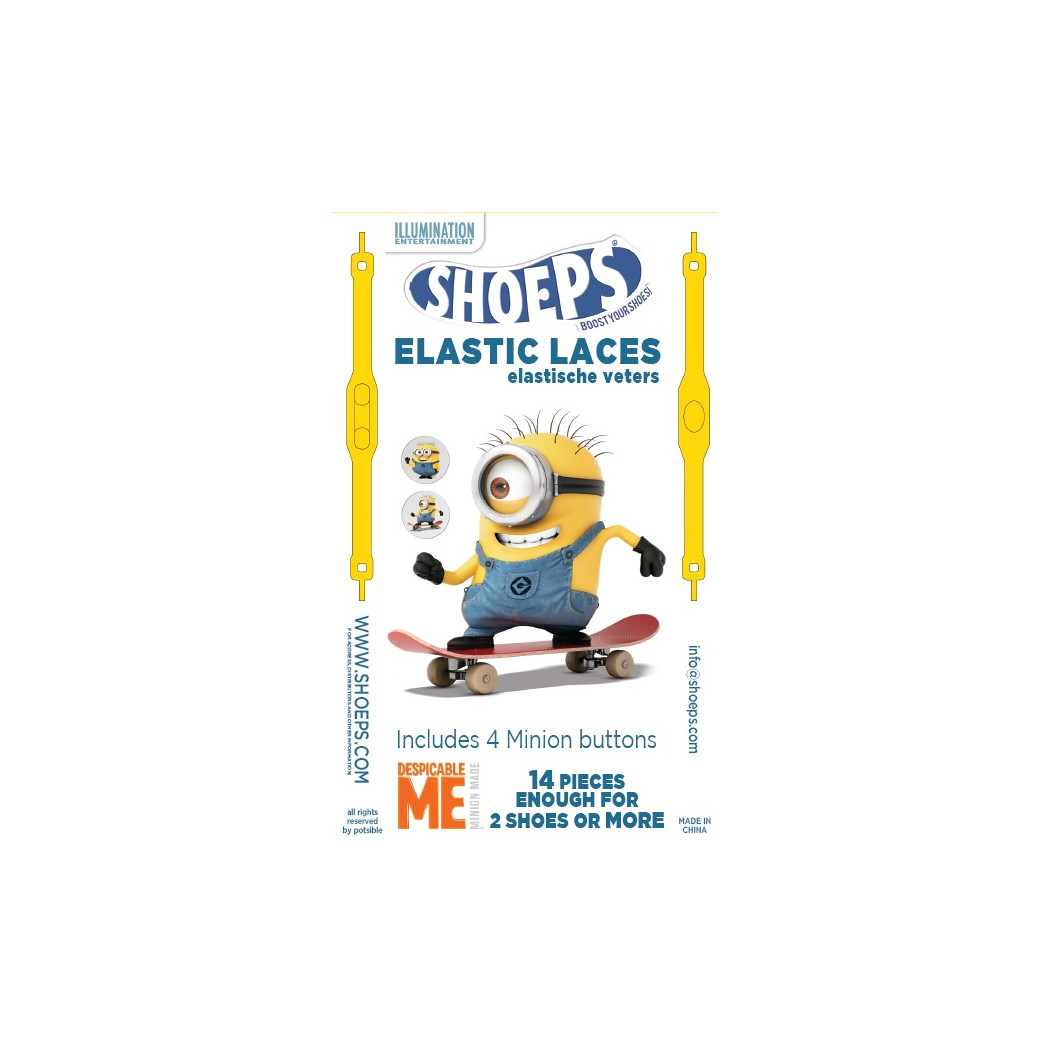 Żółte Silikonowe Sznurówki z Minionkami 14 szt. - Edycja Limitowana - SHOEPS