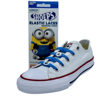 Niebieskie Silikonowe Sznurówki z Minionkami 14 szt. - Edycja Limitowana - SHOEPS