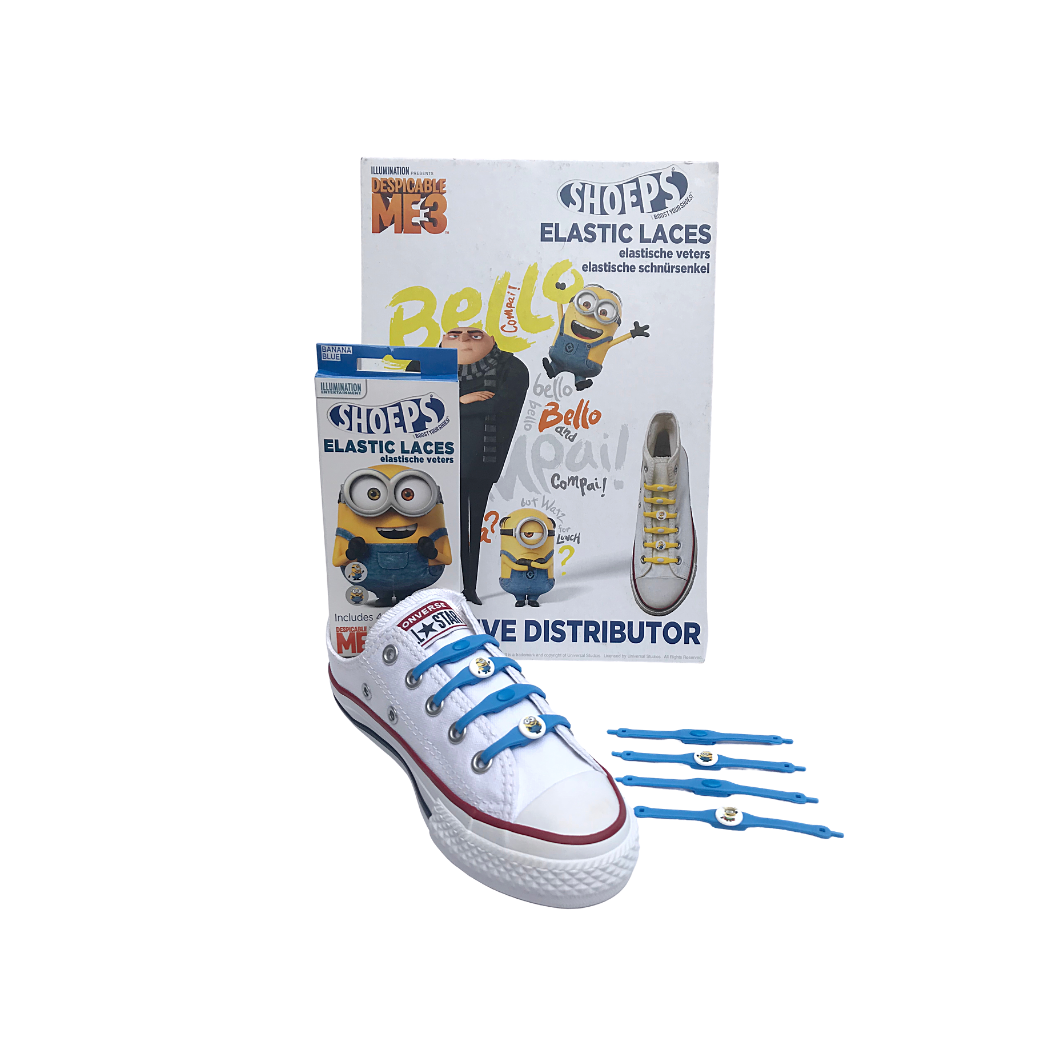 Niebieskie Silikonowe Sznurówki z Minionkami 14 szt. - Edycja Limitowana - SHOEPS