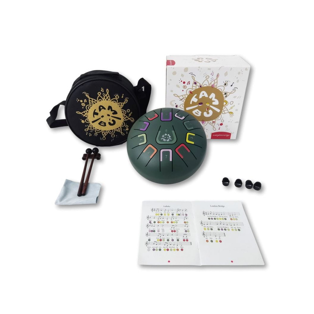 Tambu - Stalowy Bębenek Językowy - Zielony Mat - Juegaconmigo