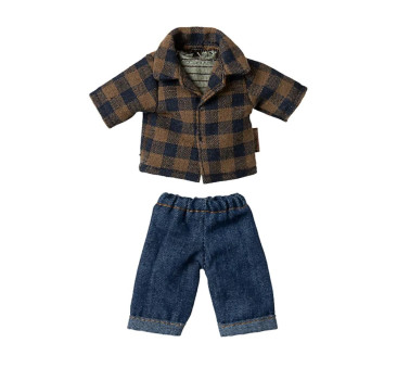 Myszka Tata w Brązowej Koszuli w Kratę - Dad Mouse - Maileg