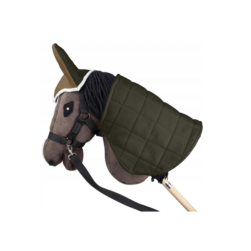 Beż i Oliwka - Derka Dwustronna i Nauszniki dla Hobby Horse / Konika na Kiju na Patyku - Skippi