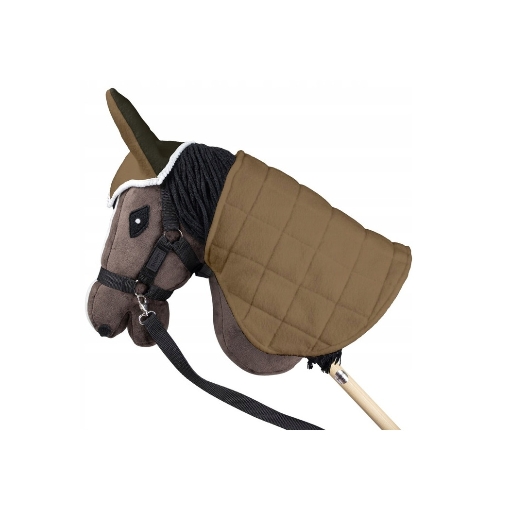 Beż i Oliwka - Derka Dwustronna i Nauszniki dla Hobby Horse / Konika na Kiju na Patyku - Skippi