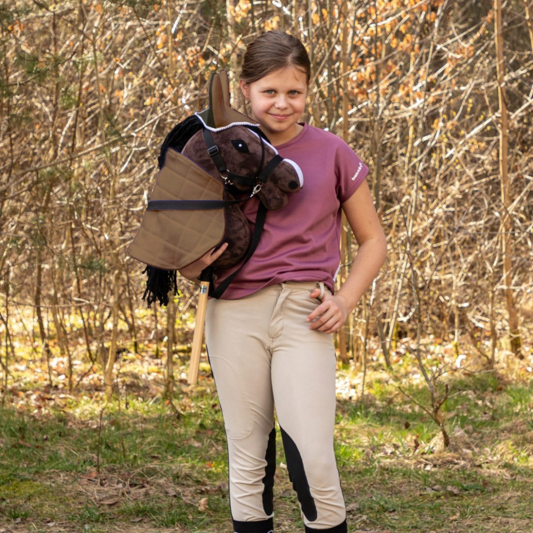 Beż i Oliwka - Derka Dwustronna i Nauszniki dla Hobby Horse / Konika na Kiju na Patyku - Skippi
