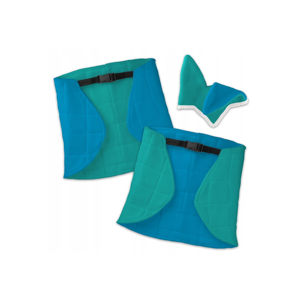 Mięta i Niebieski - Derka Dwustronna i Nauszniki dla Hobby Horse / Konika na Kiju na Patyku - Skippi