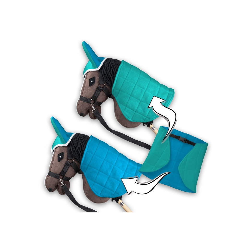 Mięta i Niebieski - Derka Dwustronna i Nauszniki dla Hobby Horse / Konika na Kiju na Patyku - Skippi