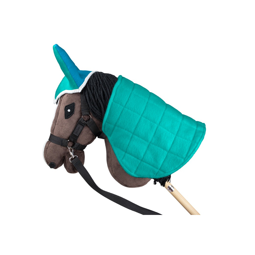 Mięta i Niebieski - Derka Dwustronna i Nauszniki dla Hobby Horse / Konika na Kiju na Patyku - Skippi