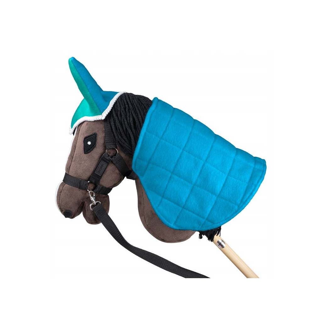 Mięta i Niebieski - Derka Dwustronna i Nauszniki dla Hobby Horse / Konika na Kiju na Patyku - Skippi
