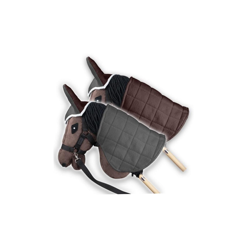 Szary i Brąz - Derka Dwustronna i Nauszniki dla Hobby Horse / Konika na Kiju na Patyku - Skippi