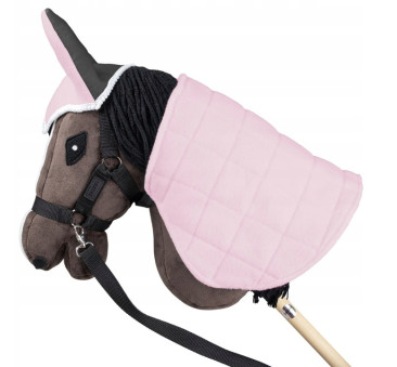 Róż i Szary - Derka Dwustronna i Nauszniki dla Hobby Horse / Konika na Kiju na Patyku - Skippi