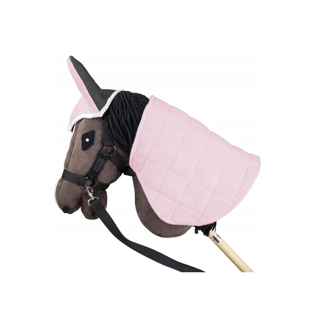 Róż i Szary - Derka Dwustronna i Nauszniki dla Hobby Horse / Konika na Kiju na Patyku - Skippi