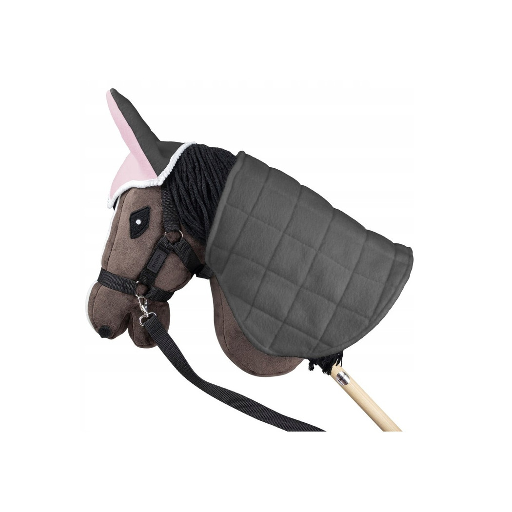 Róż i Szary - Derka Dwustronna i Nauszniki dla Hobby Horse / Konika na Kiju na Patyku - Skippi