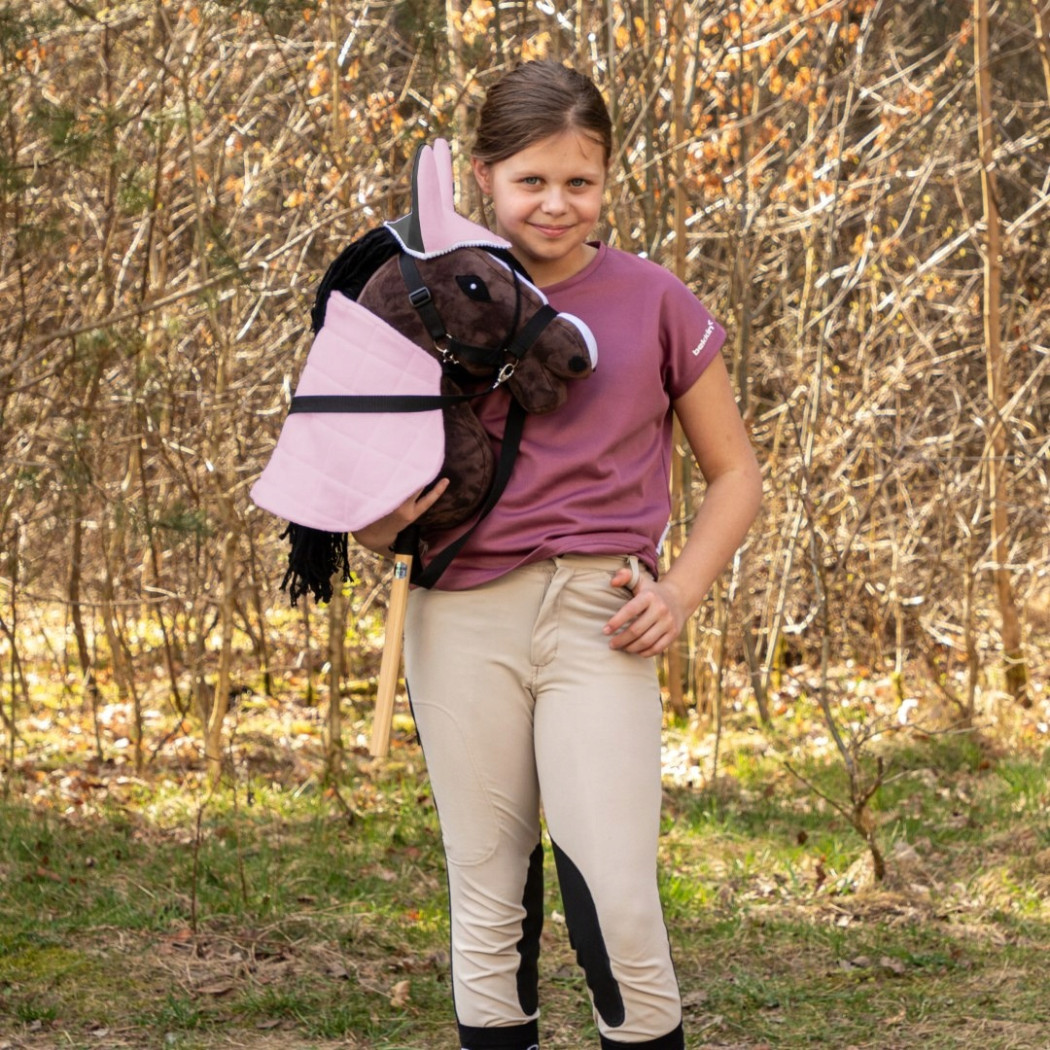 Róż i Szary - Derka Dwustronna i Nauszniki dla Hobby Horse / Konika na Kiju na Patyku - Skippi