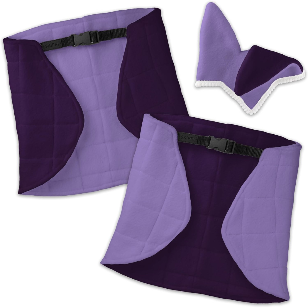 Wrzos i Śliwka - Derka Dwustronna i Nauszniki dla Hobby Horse / Konika na Kiju na Patyku - Skippi