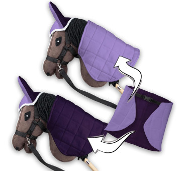 Wrzos i Śliwka - Derka Dwustronna i Nauszniki dla Hobby Horse / Konika na Kiju na Patyku - Skippi