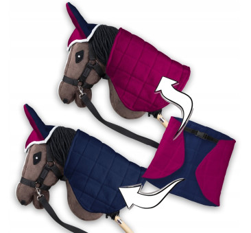 Fuksja i Granat - Derka Dwustronna i Nauszniki dla Hobby Horse / Konika na Kiju na Patyku - Skippi