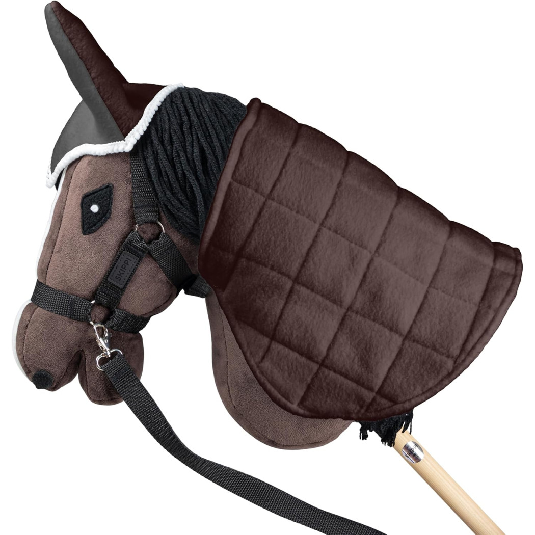 Szary i Brąz - Derka Dwustronna i Nauszniki dla Hobby Horse / Konika na Kiju na Patyku - Skippi