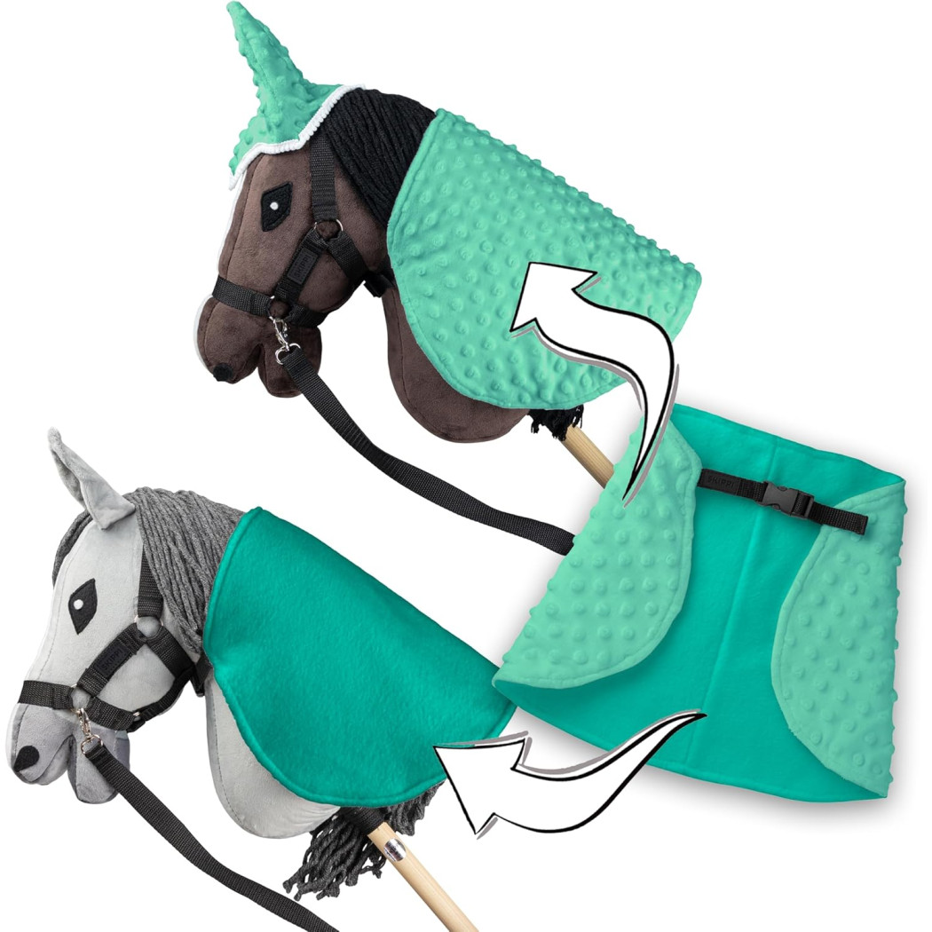 Miętowa - Derka i Nauszniki dla Hobby Horse / Konika na Kiju na Patyku - Skippi