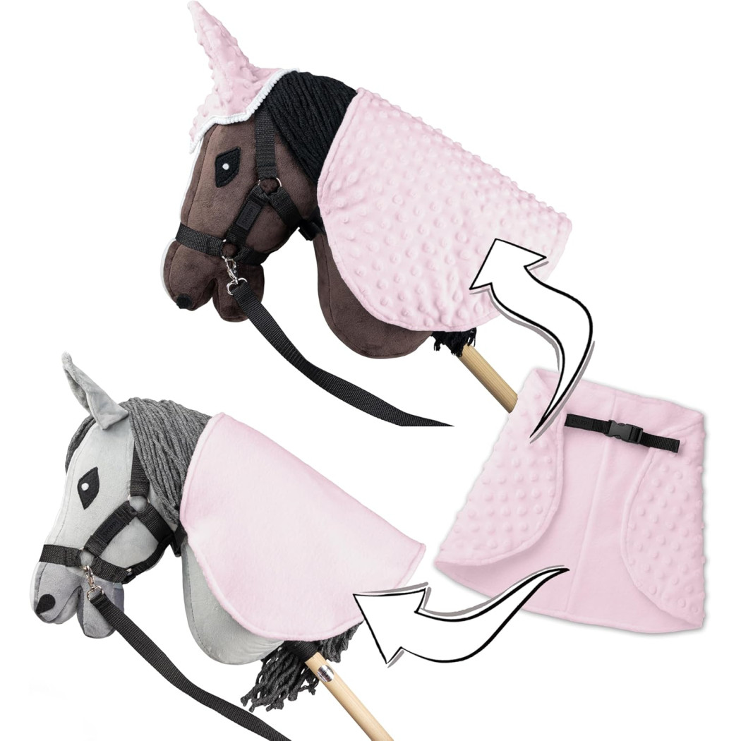 Różowa - Derka i Nauszniki dla Hobby Horse / Konika na Kiju na Patyku - Skippi