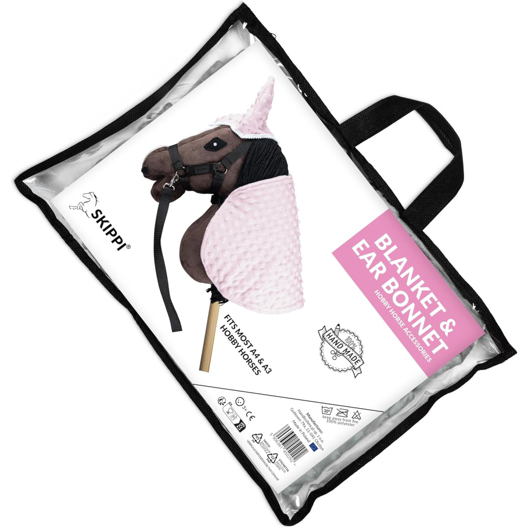 Różowa - Derka i Nauszniki dla Hobby Horse / Konika na Kiju na Patyku - Skippi