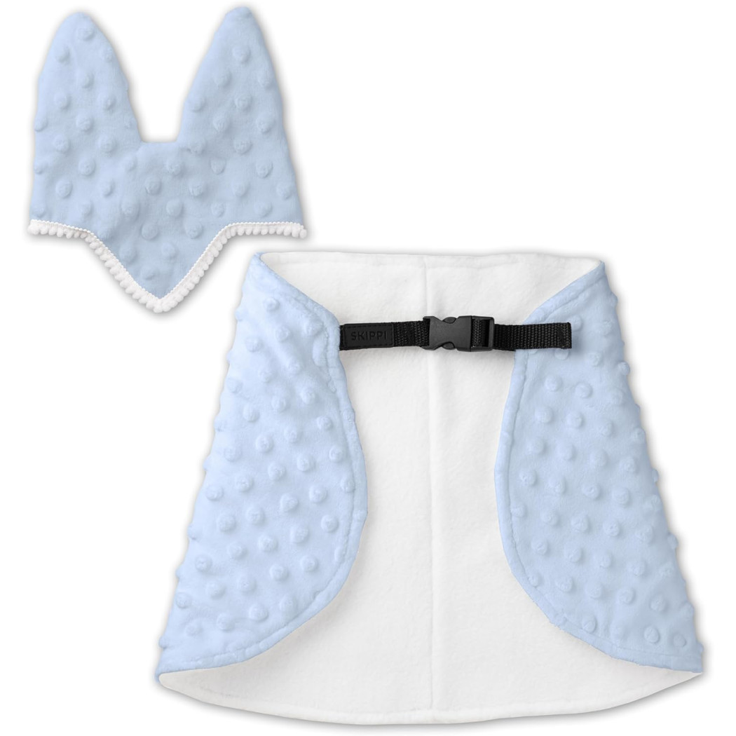 Błękitna - Derka i Nauszniki dla Hobby Horse / Konika na Kiju na Patyku - Skippi