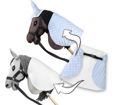 Błękitna - Derka i Nauszniki dla Hobby Horse / Konika na Kiju na Patyku - Skippi
