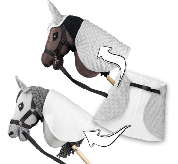 Szara - Derka i Nauszniki dla Hobby Horse / Konika na Kiju na Patyku - Skippi