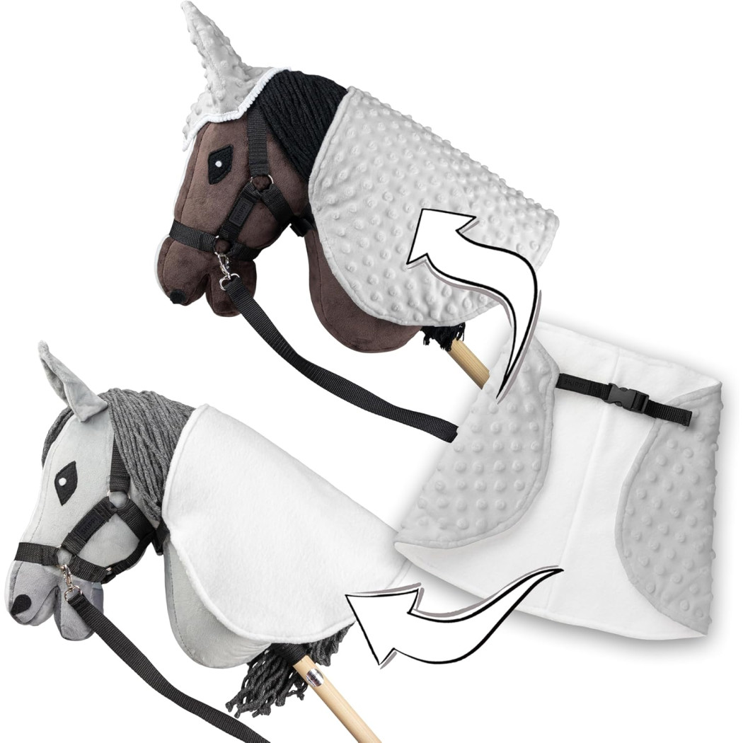 Szara - Derka i Nauszniki dla Hobby Horse / Konika na Kiju na Patyku - Skippi