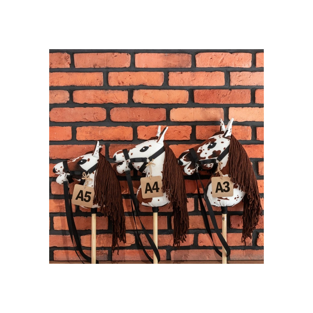 Gniado-srokaty A3 - Polski Hobby Horse - Koń na Kiju - Biało-brązowy Konik na Patyku - Skippi