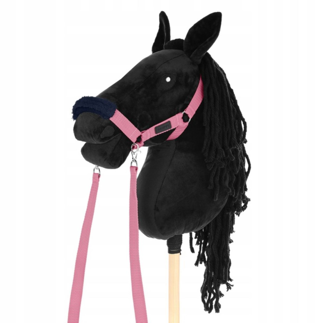 Różowy - Kantar/Wodze i 2 wymienne futerka dla Hobby Horse / Konika na Kiju na Patyku - Skippi