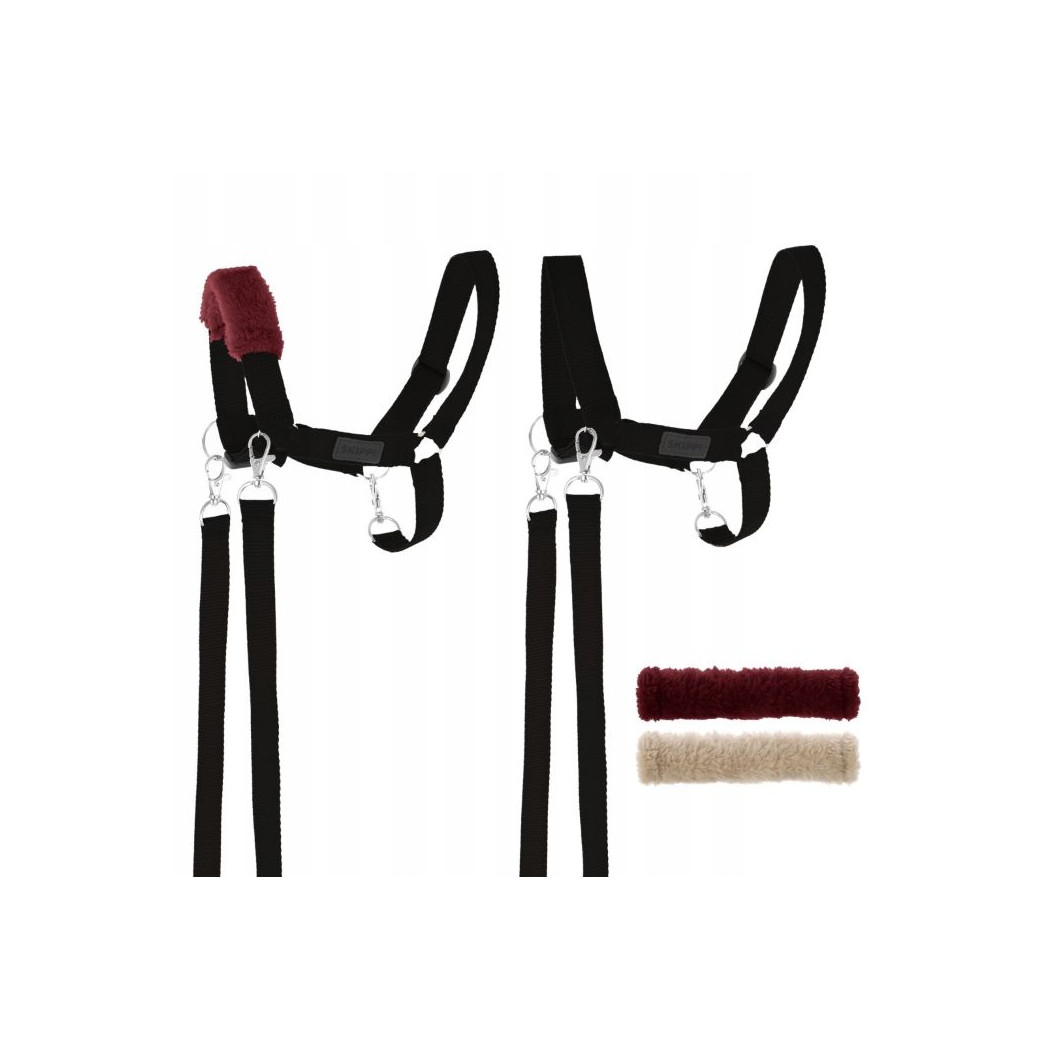 Czarny - Kantar/Wodze i 2 wymienne futerka dla Hobby Horse / Konika na Kiju na Patyku - Skippi