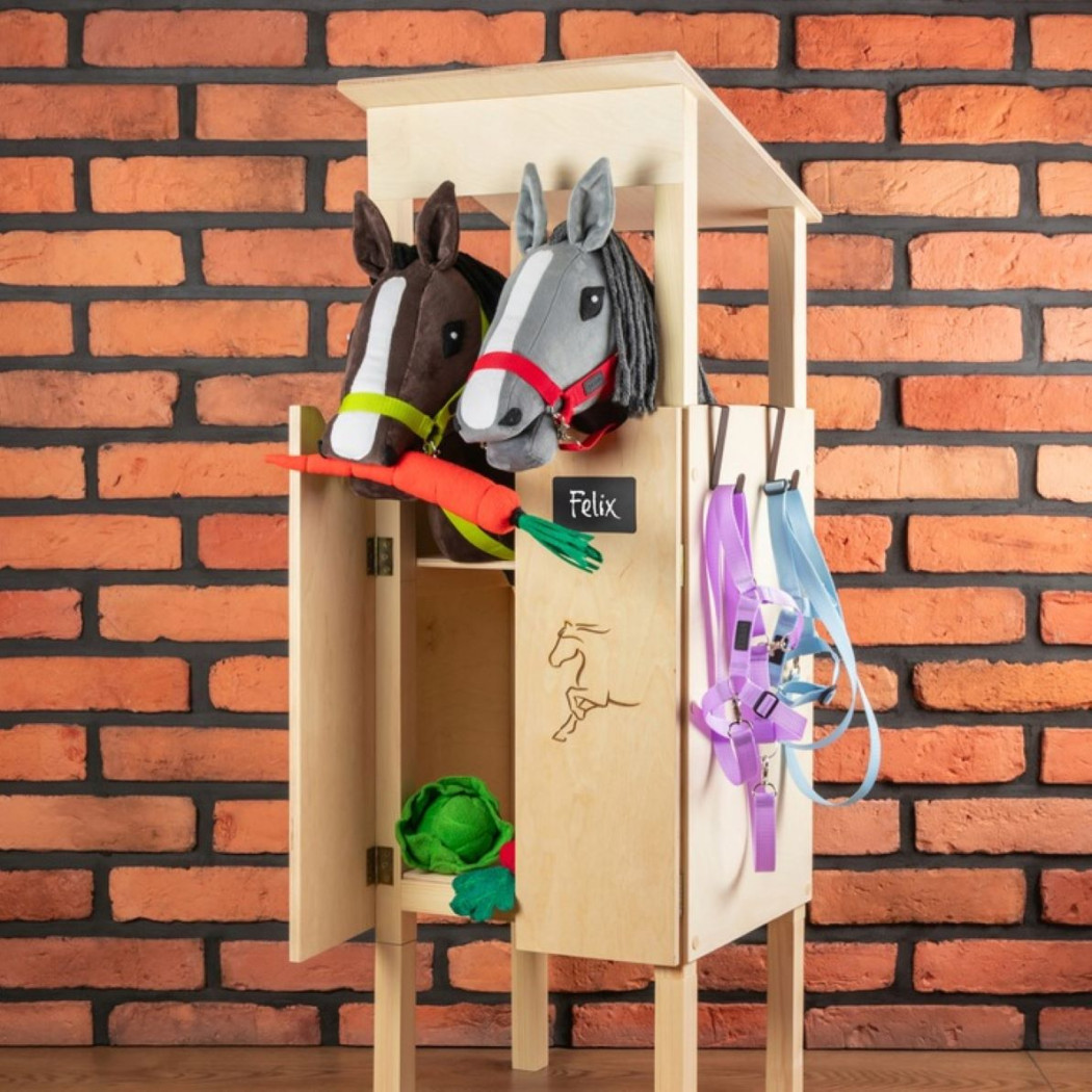 Czarny - Kantar/Wodze i 2 wymienne futerka dla Hobby Horse / Konika na Kiju na Patyku - Skippi