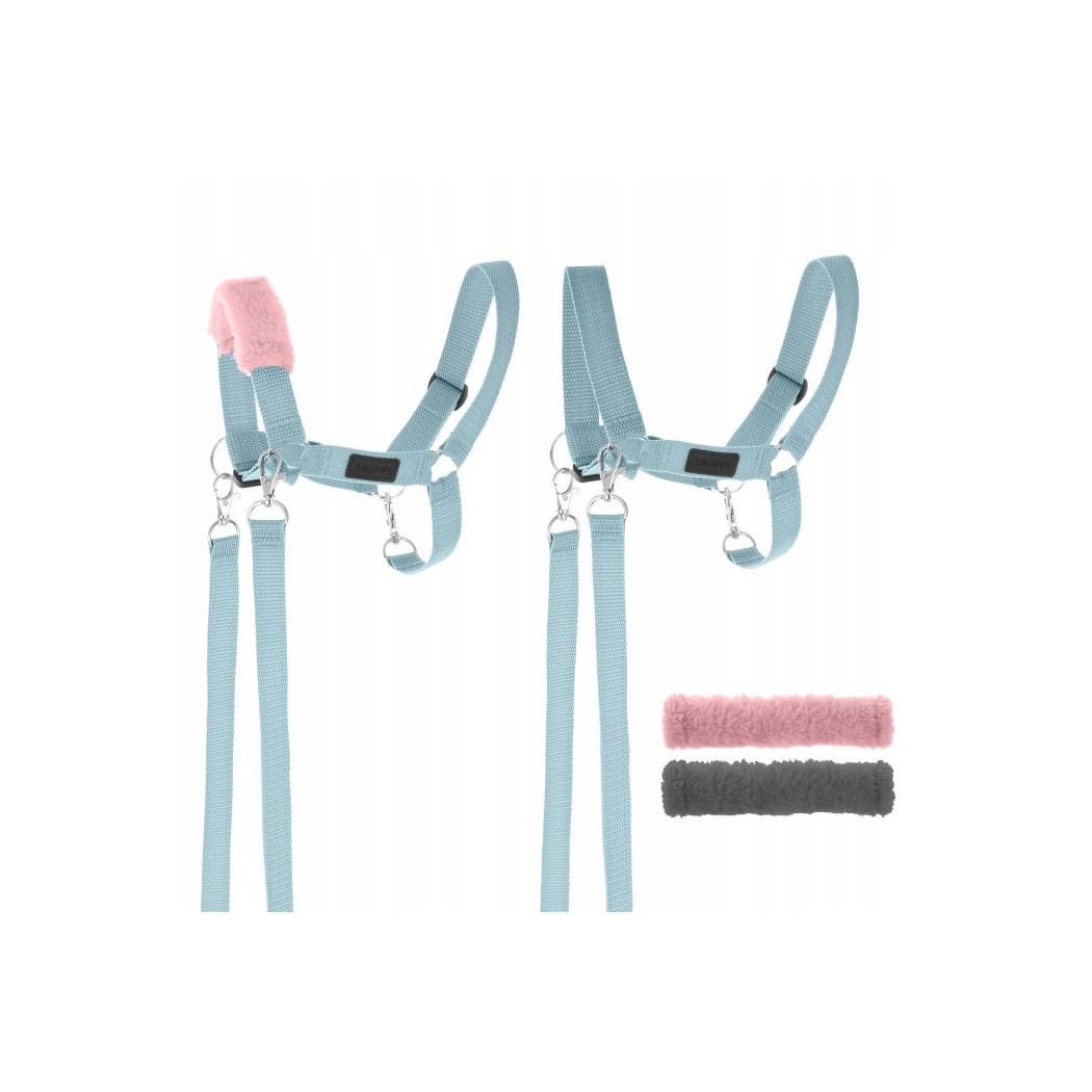 Błękitny - Kantar/Wodze i 2 wymienne futerka dla Hobby Horse / Konika na Kiju na Patyku - Skippi