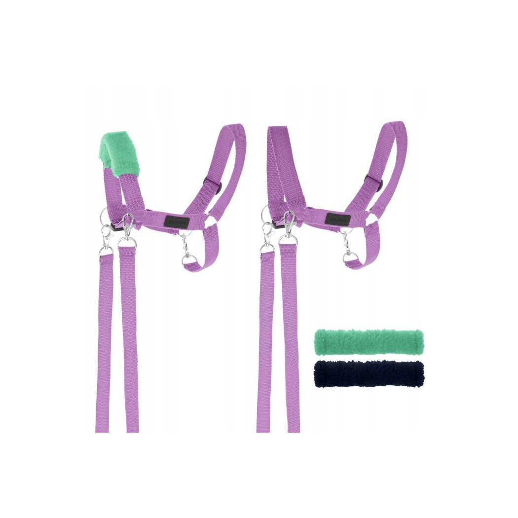 Lawendowy - Kantar/Wodze i 2 wymienne futerka dla Hobby Horse / Konika na Kiju na Patyku - Skippi