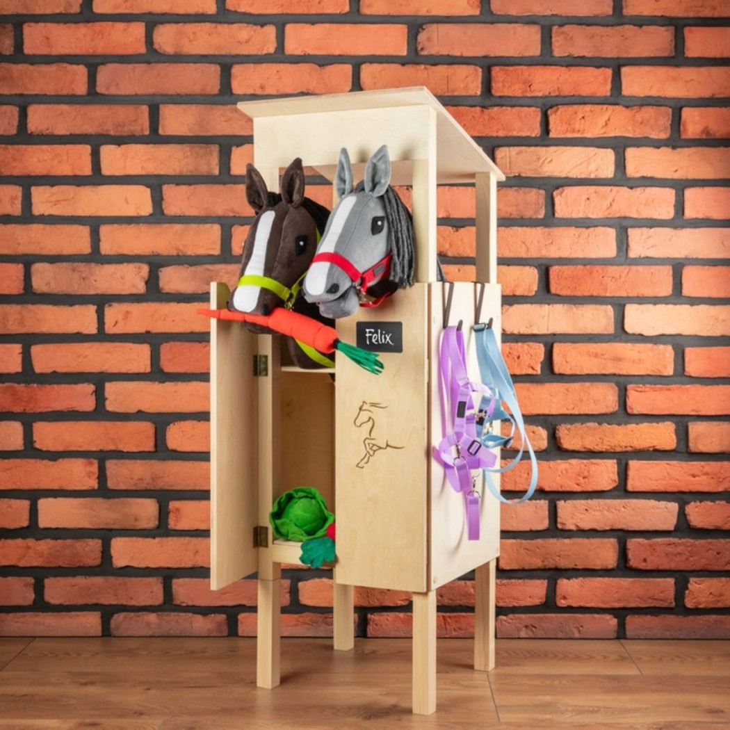 Podwójna Drewniana Stajnia dla Hobby Horse / Konika na Kiju na Patyku - Skippi