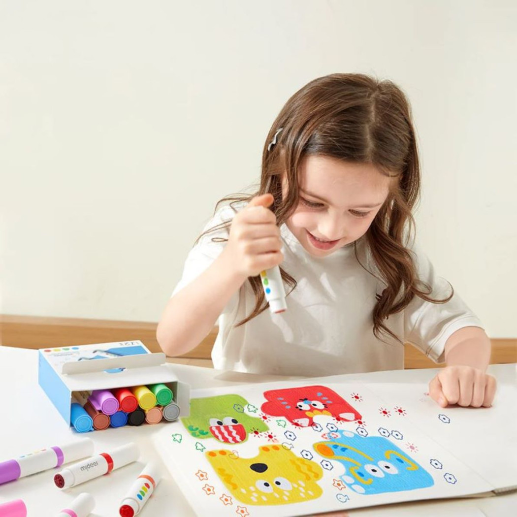 Marker Zmywalny 12  Kolorów - Okrągła Końcówka - Mideer