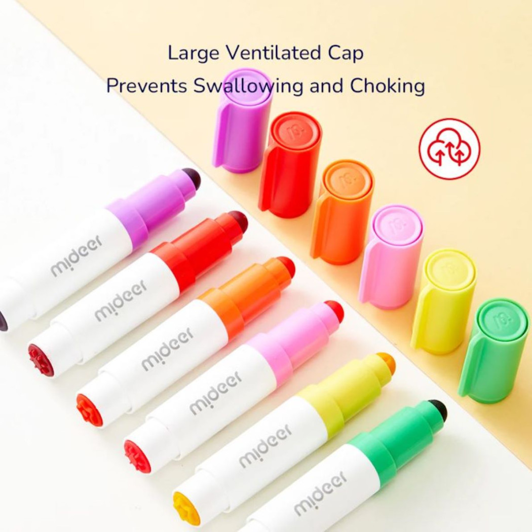 Marker Zmywalny 12  Kolorów - Okrągła Końcówka - Mideer